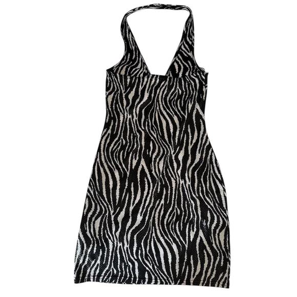 Urban black and white zebra print halter dress - Picture 2 of 5